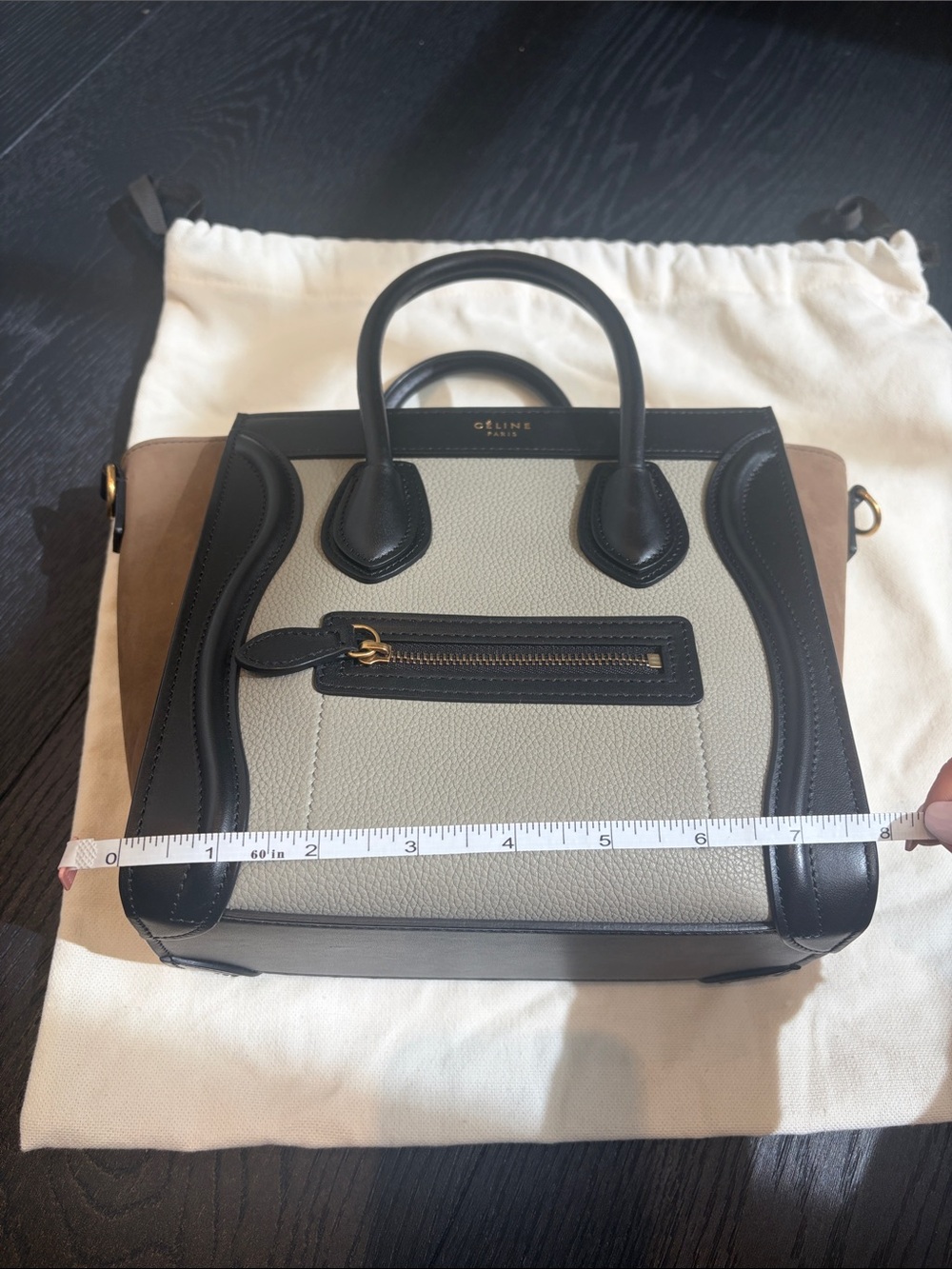 Celine Multicolor Leather Mini Luggage Tote - Black/Ivory/Tan - Picture 9 of 11